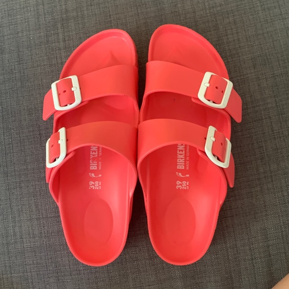 Birkenstock Shoes - Arizona Eva Birkenstock Slides - coral